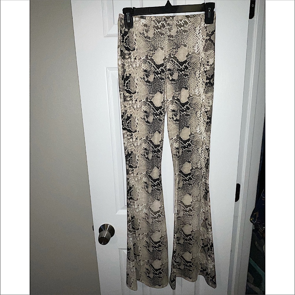 Snake skin print bell bottoms !!